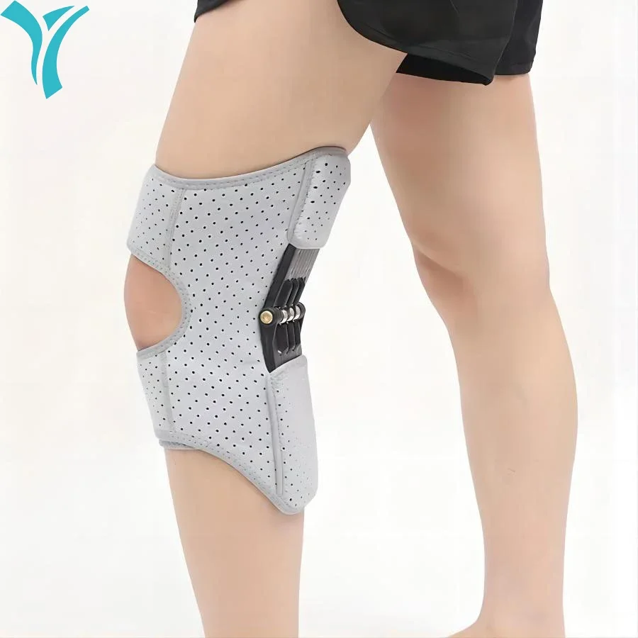 1Pc Knee Booster For Running, Cycling & Hiking - Breathable Support With Spring-Loaded Patella Strap, Lace-Up Closure