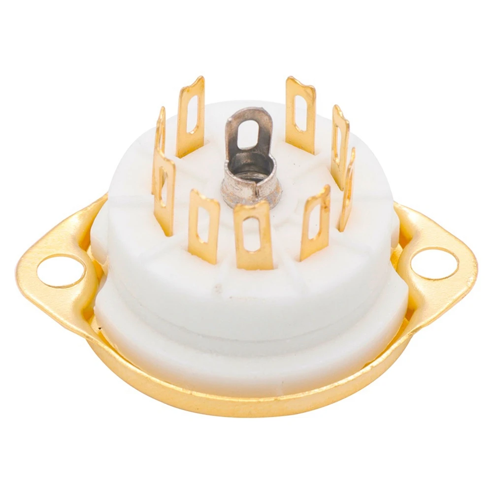 AD41-10PCS GZC9-F B9A جديد 9Pin مطلية بالذهب أنبوب مآخذ قاعدة السيراميك مناسبة ل