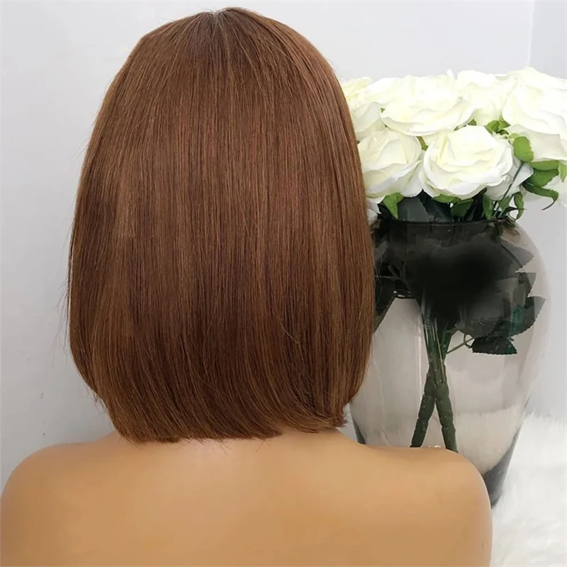 Wig rambut manusia Bob depan renda pirang coklat 13x4 wig rambut putri Brasil lurus HD transparan renda wig Frontal untuk wanita