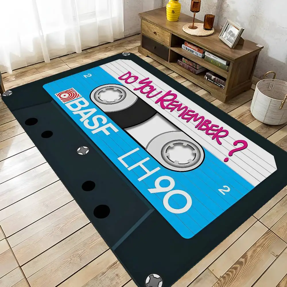 Retro Cassette Music Tape Room Mats Washable Non-Slip Living Room Sofa Chairs Area Mat Kitchen Alfombra
