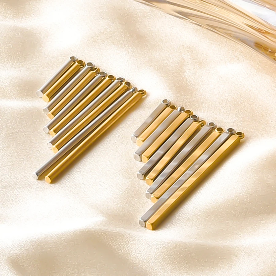 6/8Pcs Stainless Steel Punk Blank Rectangle Bar Pendant DIY Necklaces Jewelry Making Pillar Long Stick Pendentif Wholesale Bulk