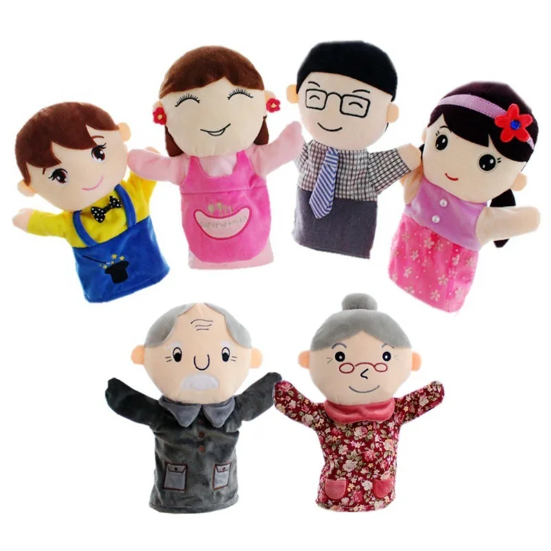 

1set Familys Members Hand Puppet Glove Plush Toy Educational Learning Kindergarten Dolls for Kids Story Telling Gift Toys