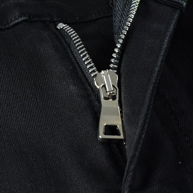 Y2K designer men's jeans with patchwork patches, elastic slim fit, washed black jeans, high street designer hip-hop brand pants,