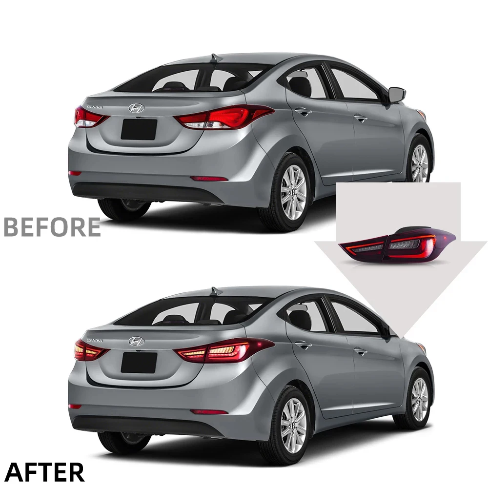 Car Tail Light Assembly For Hyundai Elantra 2011-2016 Brake Light With Sequential Turn Signal Rear Lamps DRL Led Tail lights