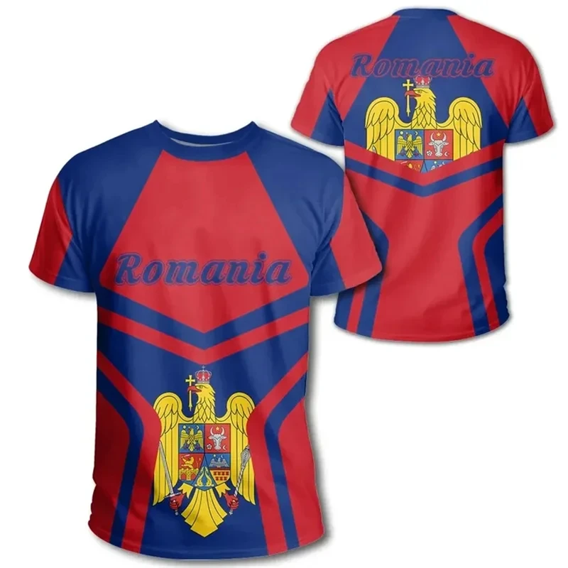 Romania Football Jersey Romanian Flag Graphic T Shirts for Men Gym Sports Tee Shirts 3D Soccer Club Team T-shirt Women Clothing