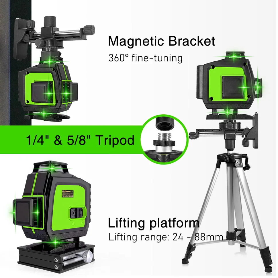 Clubiona 16/12 lines green Line Laser Level Work with Remote Control and Self-Leveling for Floor, Wall and Ceiling Laser Level