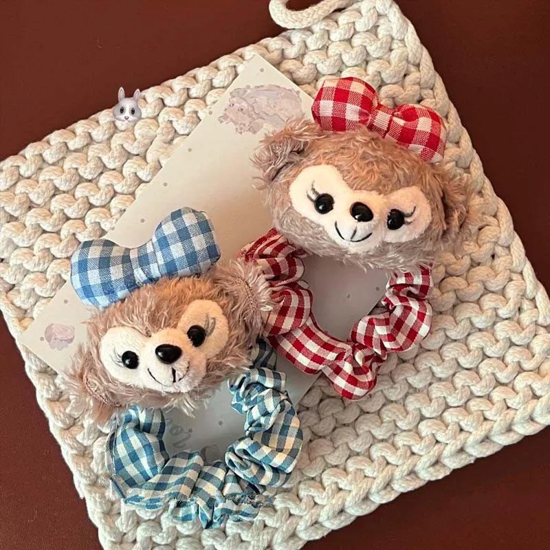 

Kawaii Disney Duffy Large Intestine Hair Ring Cute Plush Butterfly Bow Hair Rope Sweet Girl Doll Hair Accessories Girl Gift
