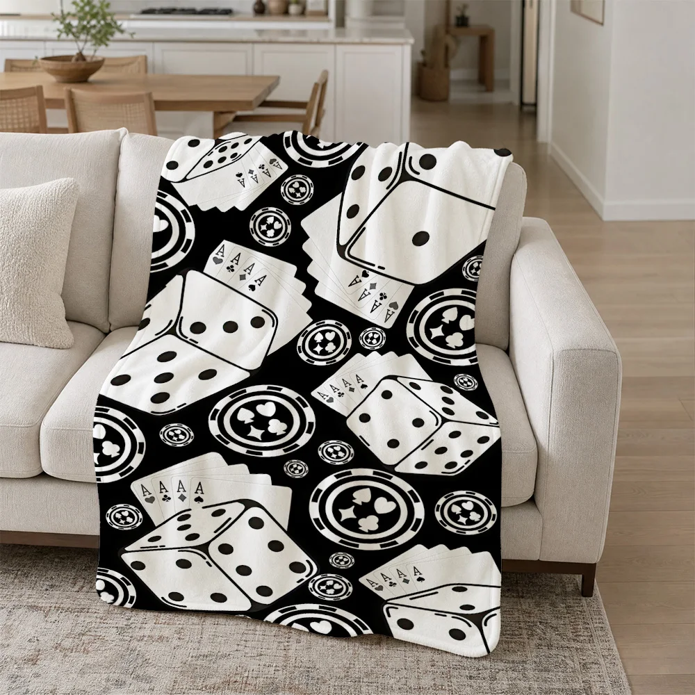 Giant Playing Card Pattern Throw Blanket for Couch Sofa Living Room Decor Novelty Gift