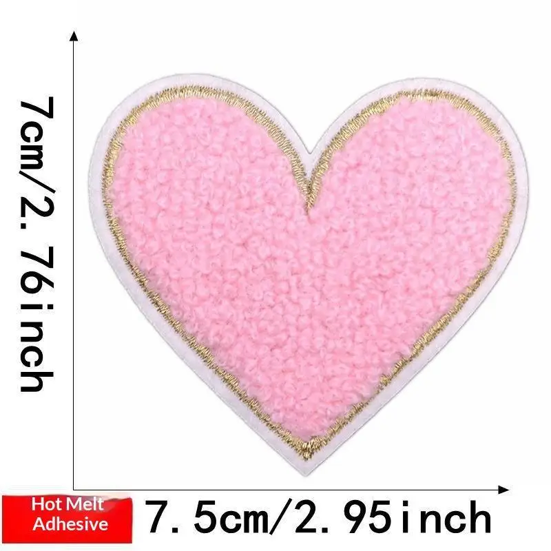Mehrfarbige Handtuch-Stickerei-Herz-Aufnäher zum Aufbügeln, weich, flauschig, einfach anzubringen, perfekt für DIY-Jacken, Taschen, Bastelarbeiten, Dekorationen. – Detail 8
