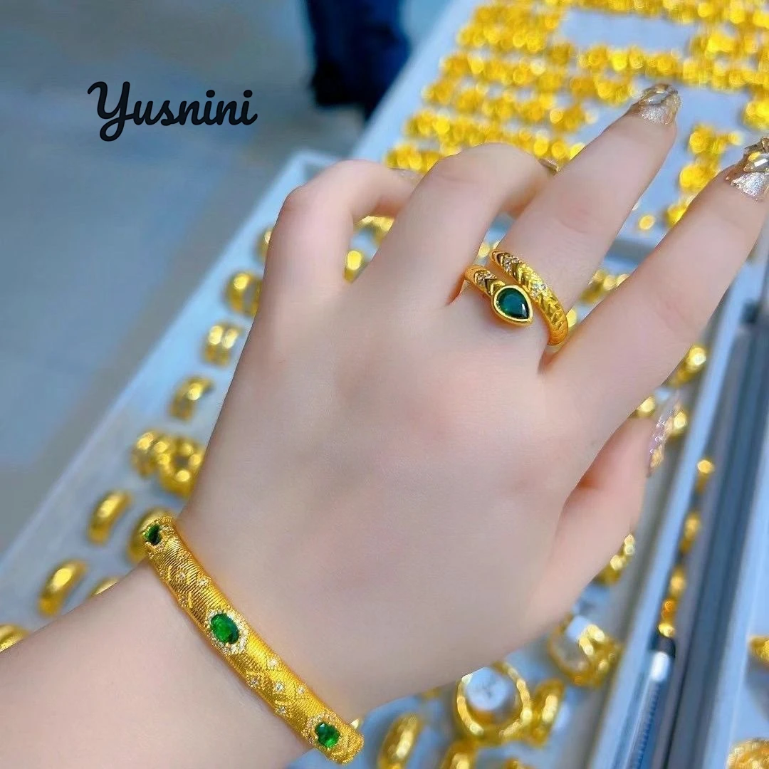 

Fashion Dubai 24K Gold Plated Customized Ring Bracelet for Couples' Wedding Party Jewelry Set DD10801