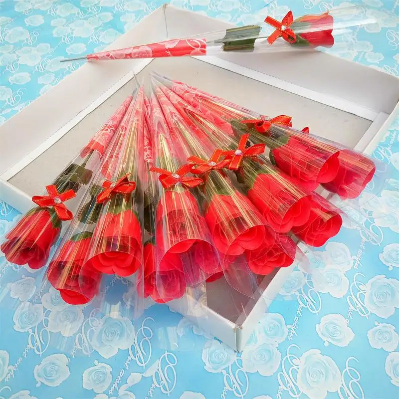 100 PCS/Set Artificial Flower Soap Rose with Gift For Wedding Valentines Day Mothers Day Teacher's Day Gift Home Decor Bouquet