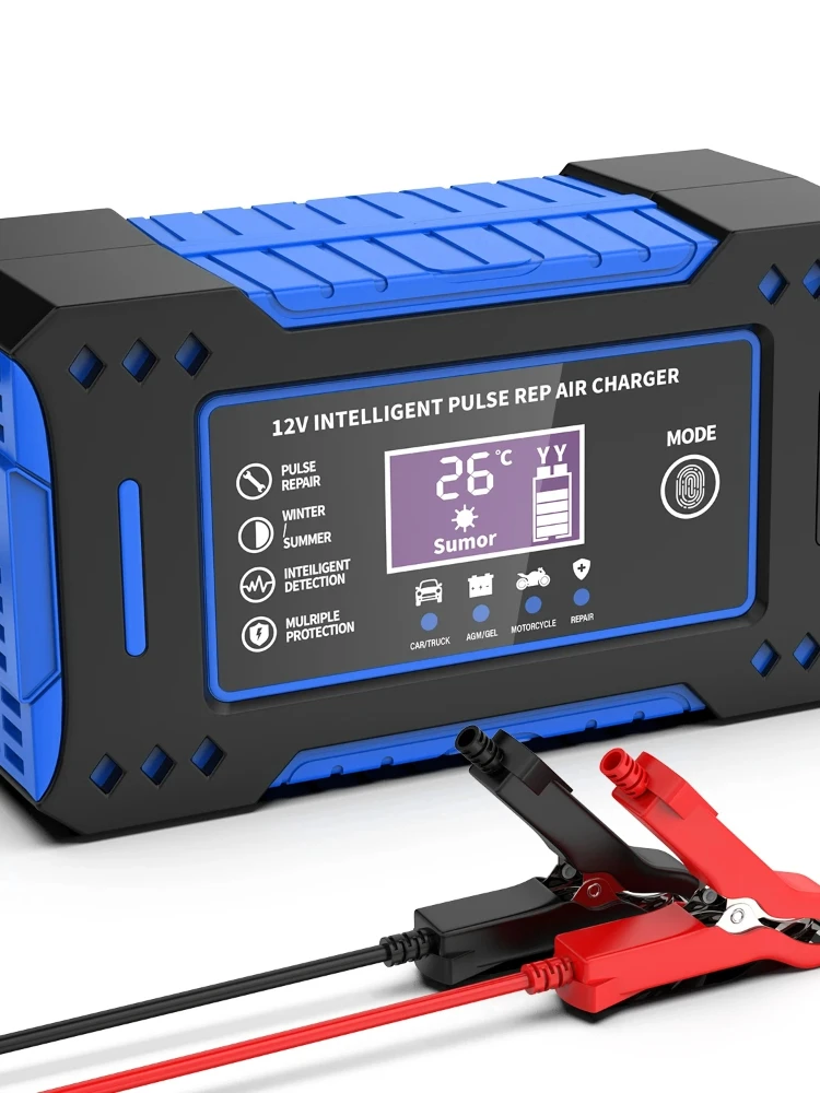 Naprawa akumulatorów Wyświetlacz LCD 6A 12V Inteligentna ładowarka do akumulatorów samochodowych i motocyklowych Ładowarka do akumulatorów kwasowo-ołowiowych — zdjęcie 2