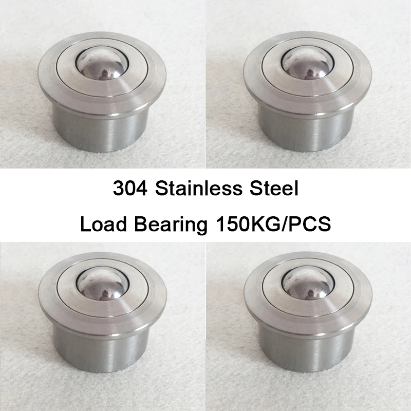 

Durable 4PCS 304 Stainless Steel Heavy Precision Conveying Universal Ball Wheels Ball Bearing Bull's Eye Wheel Loading 150KG/PCS