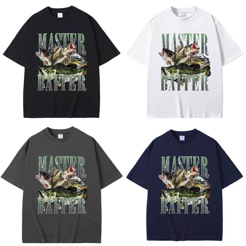 

Master Baiter Bass Fishing Fisher Funny Meme Graphic Print T-Shirt Men Women Fashion Cotton Top Short Sleeve Retro Pop T-Shirt