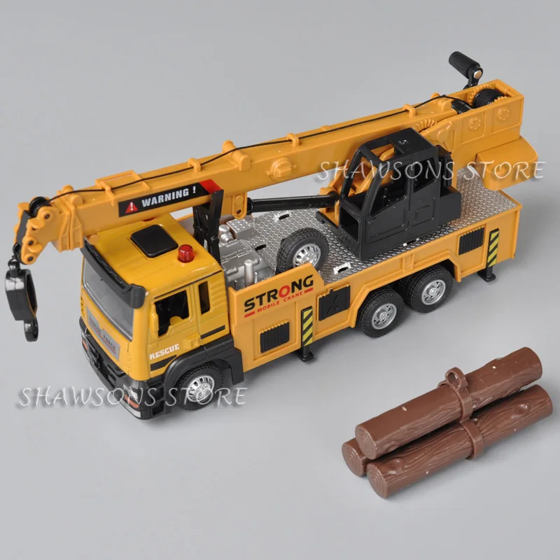 1:50 Diecast Model Truck Toy Engineering Vehicle Heavy Crane Miniature Replica Pull Back With Sound Light