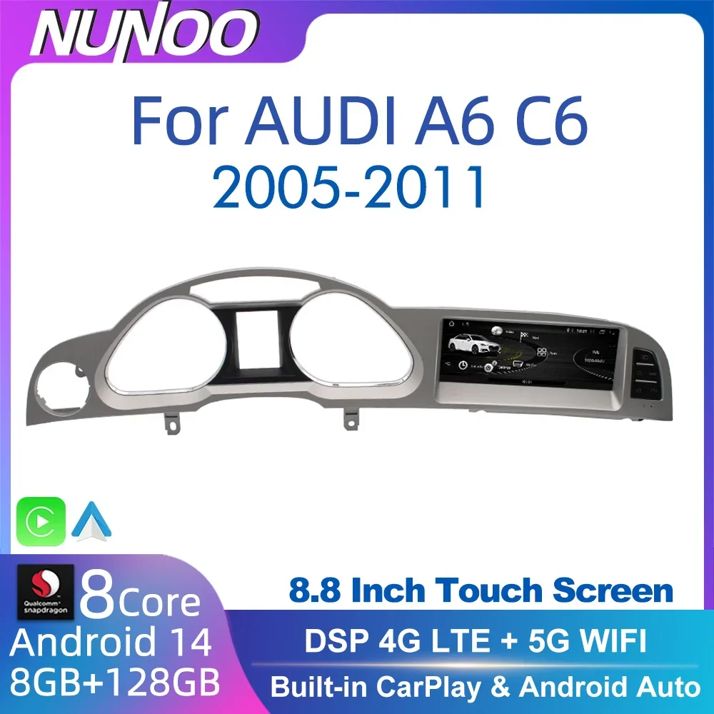 

Автомобильный мультимедийный плеер с Android 14 8 + 128 ГБ для Audi A6 C6 4f 2005-2009 MMI 2G 3G GPS навигация автомобильное радио стерео DSP WIFI