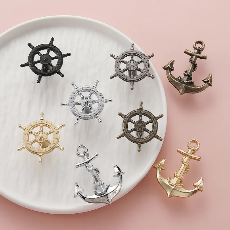 

Nautical Style Cabinet Handles Zinc alloy Vintage Ship Rudder Drawer Pull Creative Bronze Kitchen Wardrobe Knobs Furniture Decor