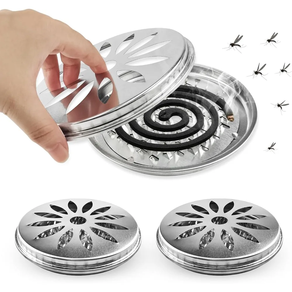 3 Mosquito Coil Brackets, External Mosquito Spiral Door, Stainless Steel Mosquito Spiral Box, Used for Home, Garden, Camping