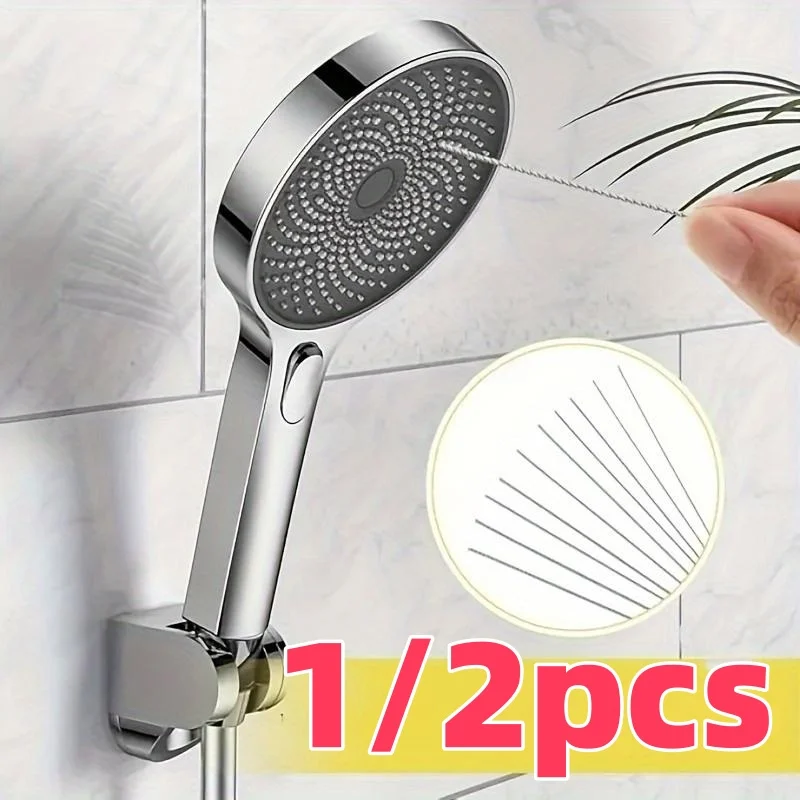 10 Stainless Steel Needle Shower Head Cleaning Brush Set, Suitable for Multi Size Shower Heads,bathroom Accessory Cleaning Tools