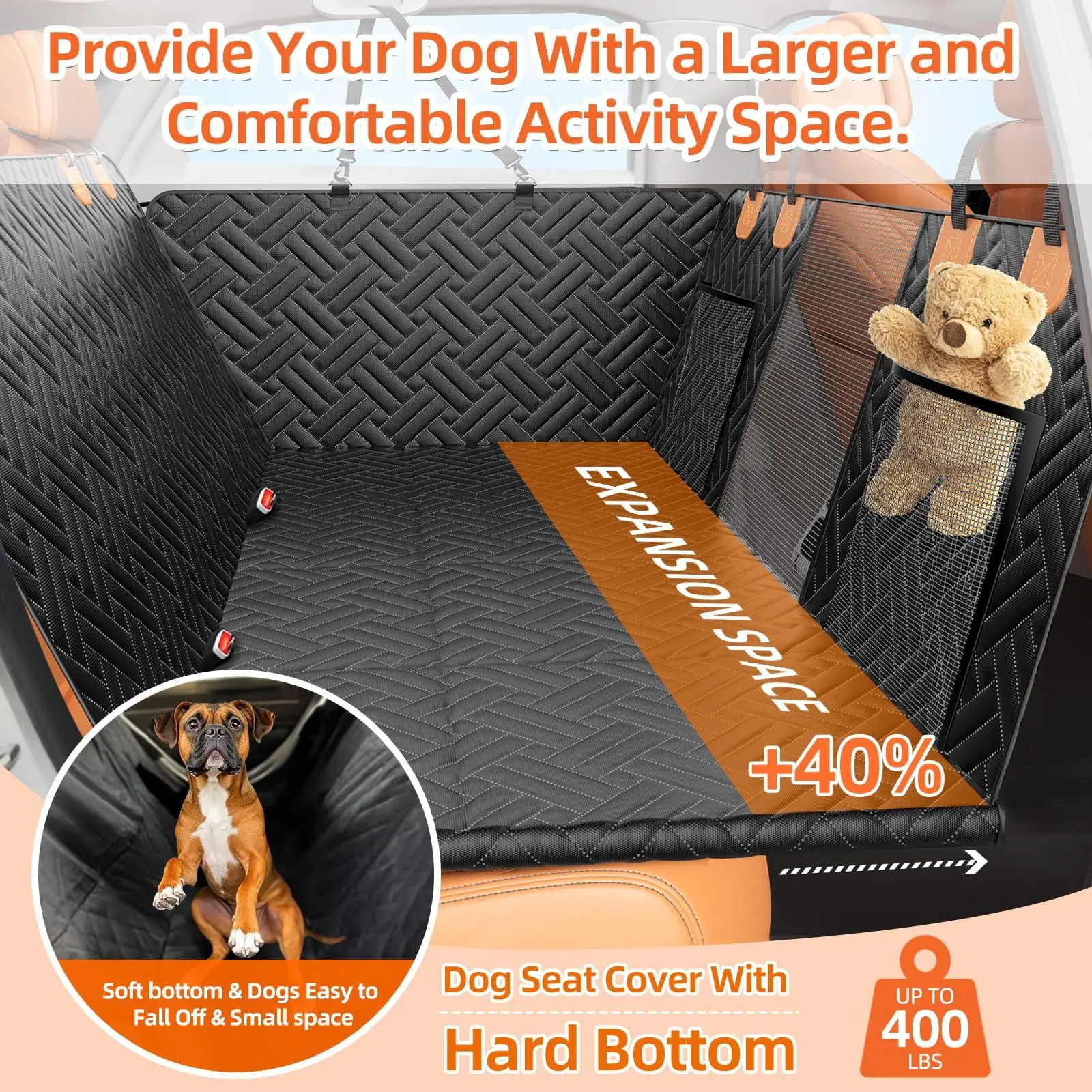 Car Pet Pad, Hard Bottom Travel Dog Hammock, Dog Rear Seat Extender, Anti-Dirty and Scratch-Proof Widening Mat