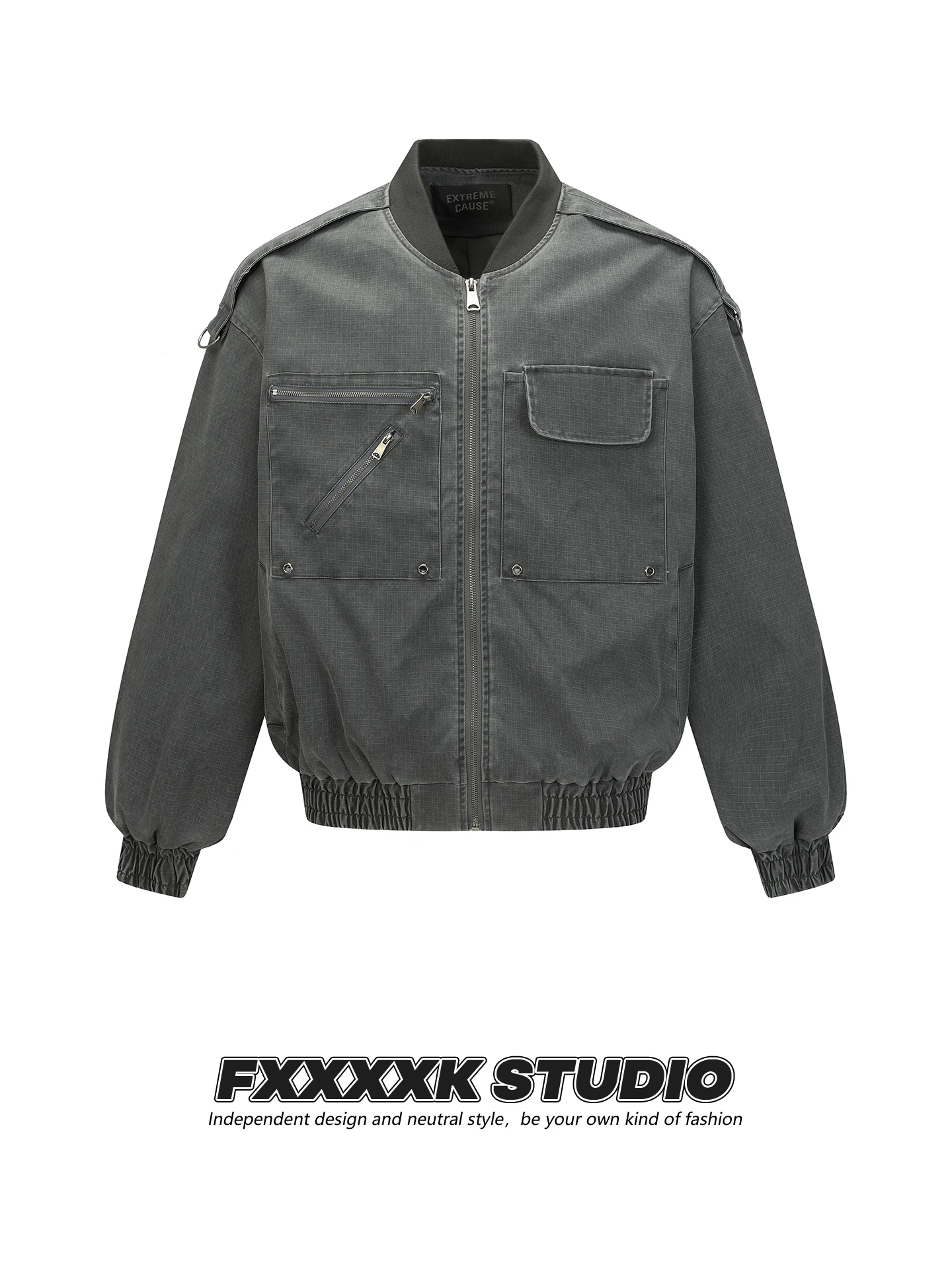 

FXK оригинальная винтажная американская модная брендовая рабочая одежда, клетчатое пальто с воротником-стойкой и большими кетыми, свободный крой из хлопка