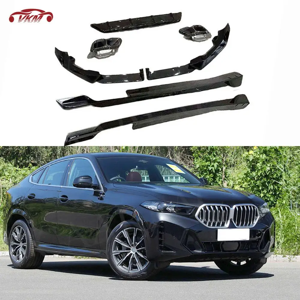 

ABS Front Lip Spoiler Rear Bumper Diffuser Exhaust Tips Body kits Side Skirts For BMW X6 G06 LCI Sport 2023+ Car Accessories