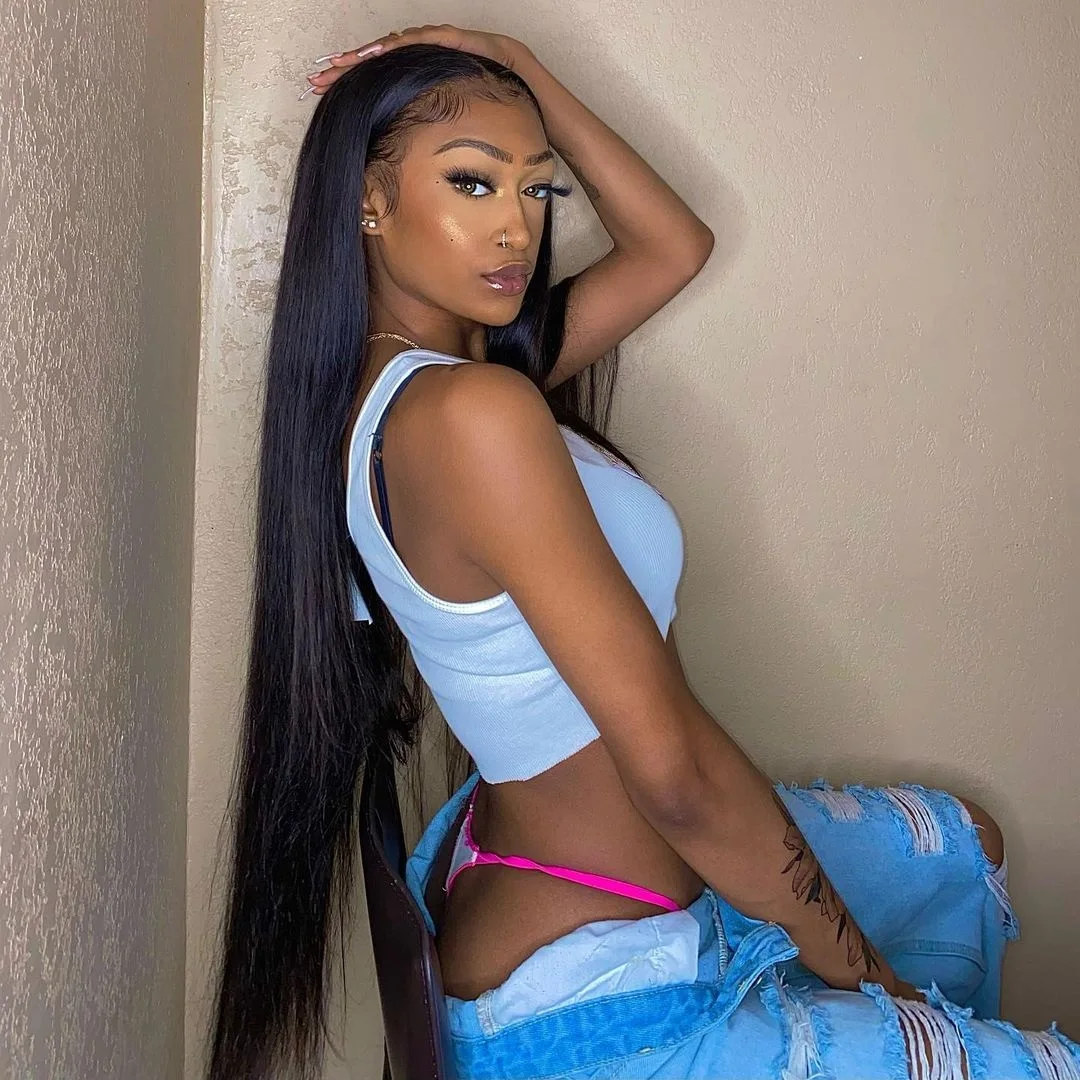 13x4 Bone Straight HD Lace Front Wig 38 42 Inch 200 Density HD Transparent Pre Plucked Baby Hair Peruvian Virgin Hair Lace Frontal Wigs For Women