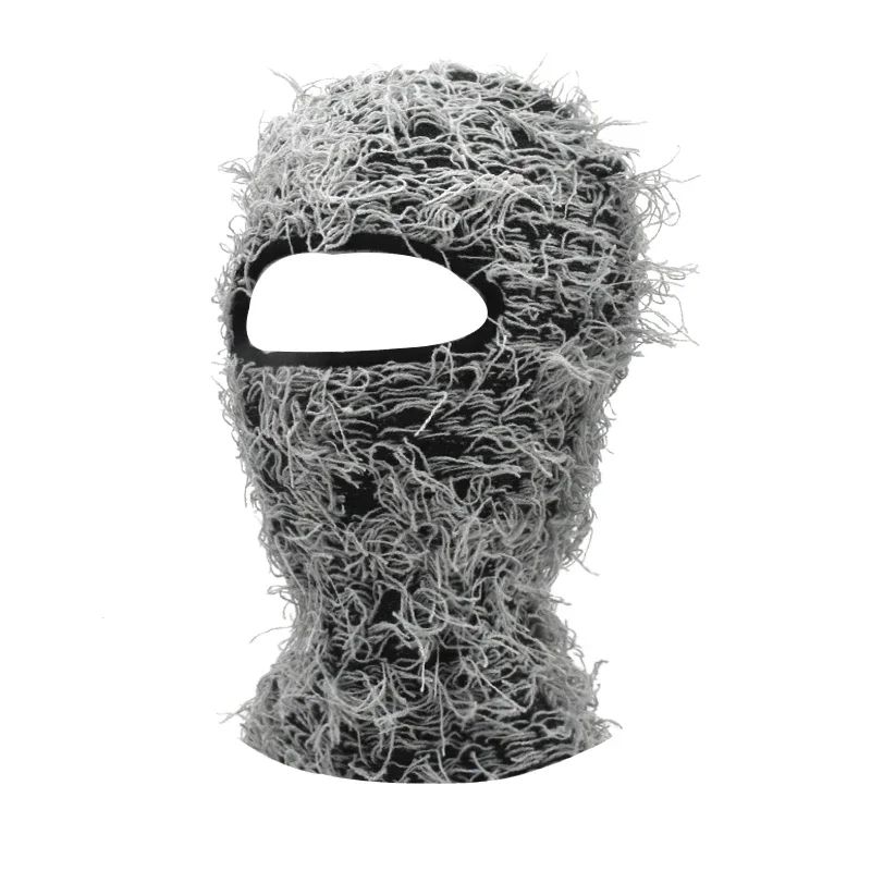 2024 New Hip Hop Balaclava Distressed Knitted Caps Full Face Ski Mask Women Outdoor Camouflage Fuzzy Ski Balaclava Beanies Hat, image 18