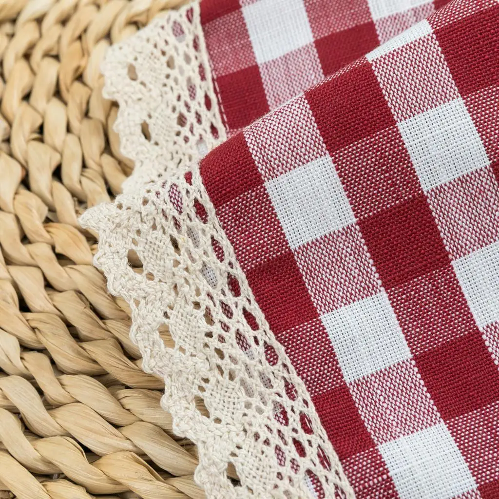 Lace Window Tiers Striped Polyester Semi Transparent Curtain Valance for Kitchen Cafe Bedroom Farmhouse Window