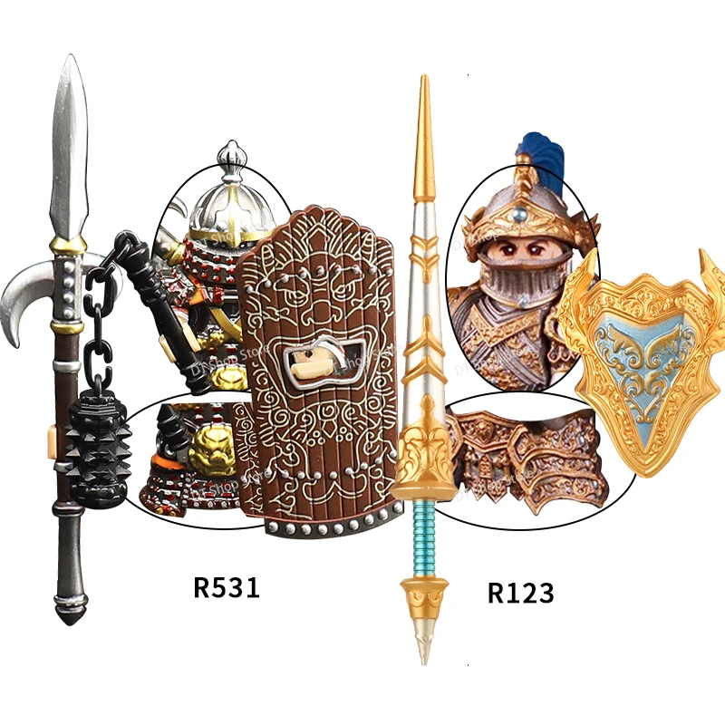 Military Medieval Figures Jimu Lancelot Soldiers Iron Float Slayer Heavy Armor War Horses Weapon Accessories Children Toys R123