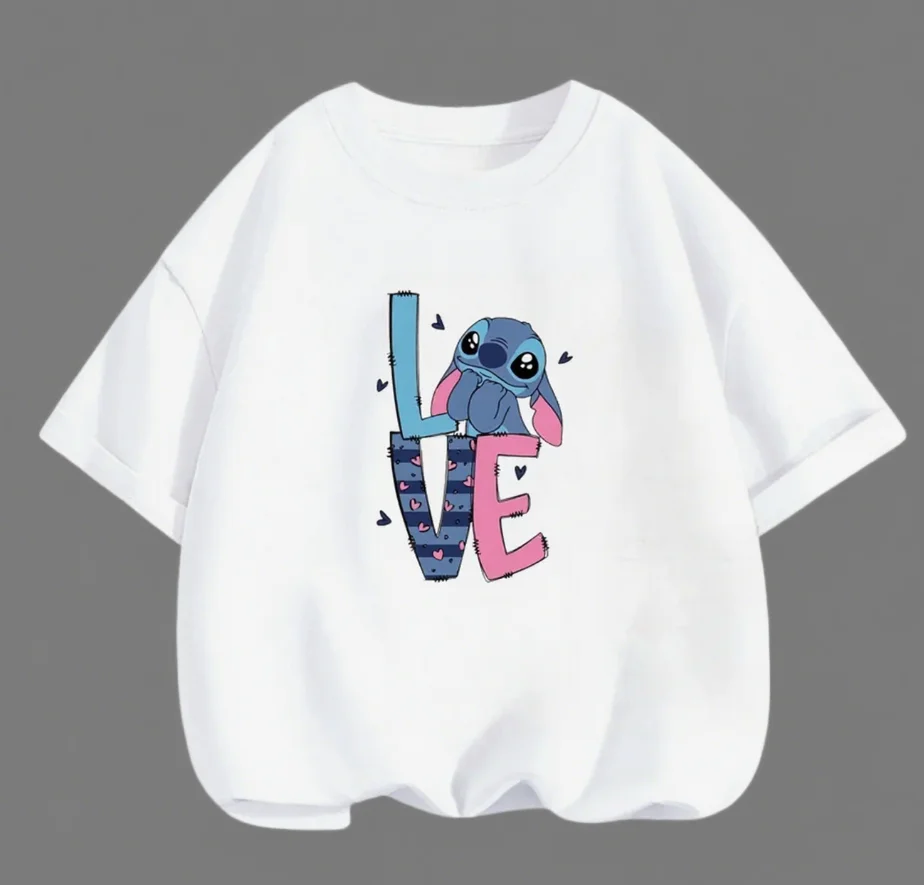 

2025 Disney New T-Shirt Kids Summer Student Boys and Girls Harajuku Top Cartoon Anime Graphics Teen T-Shirt Top