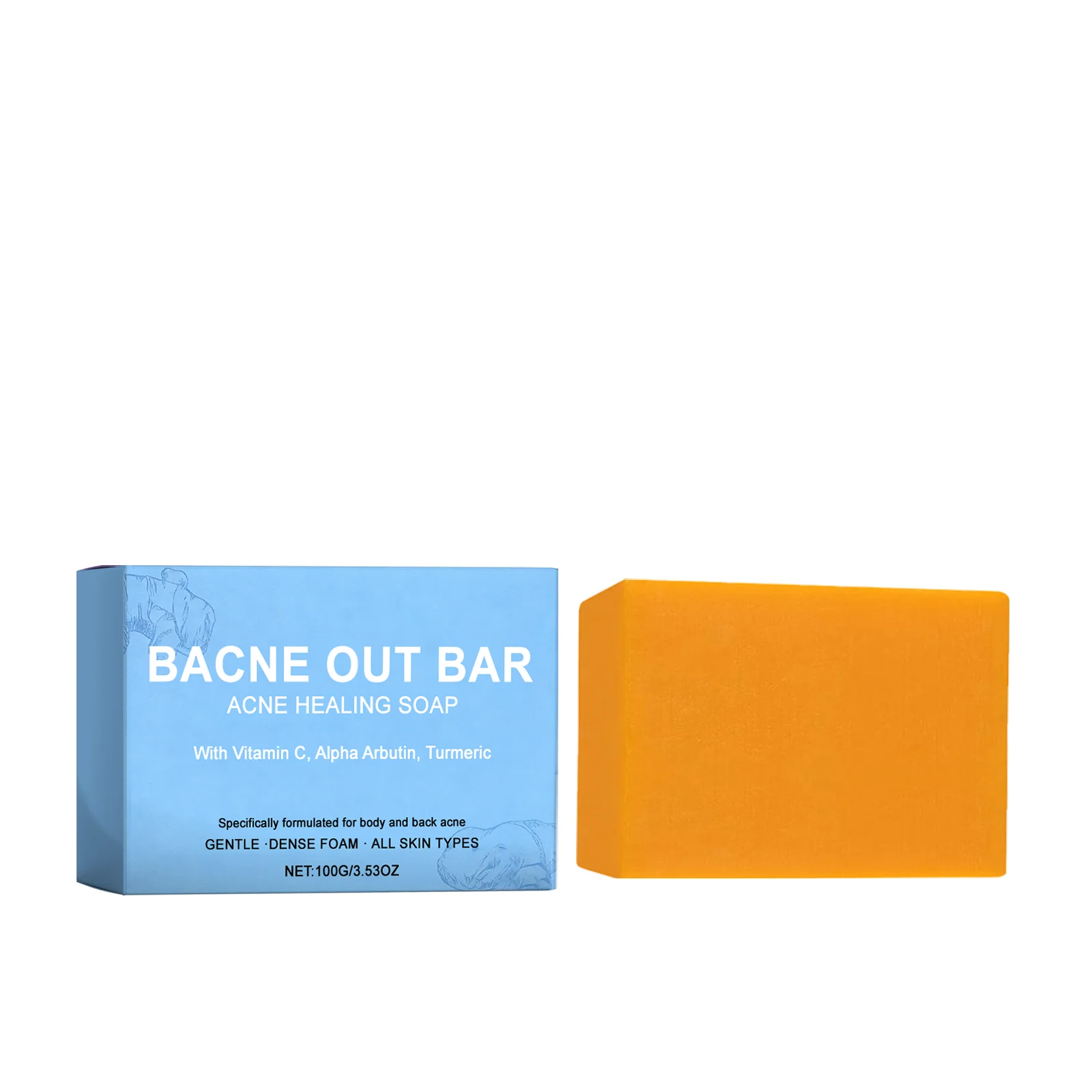 Back Acne Removal Soap Brightening Moisturizing Skin Oil Control Soothing Pimple Body Cleansing Soap With Turmeric Vitamin C