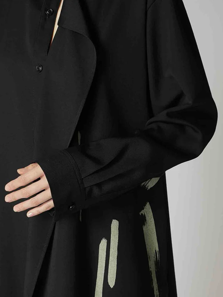 2025 Dark Style 25Ss New Y Graffiti Loose Long Sleeve Shirt With Men And Women Owens Casual Shirt,YAMAMOTO-Style Shirt
