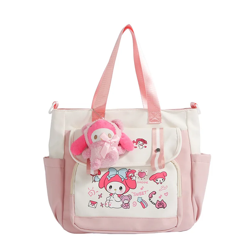 Sanrio Crossbody Bag for Girls Large Capacity Oxford Shoulder Bag Middle School Student Handbag book tutoring bag