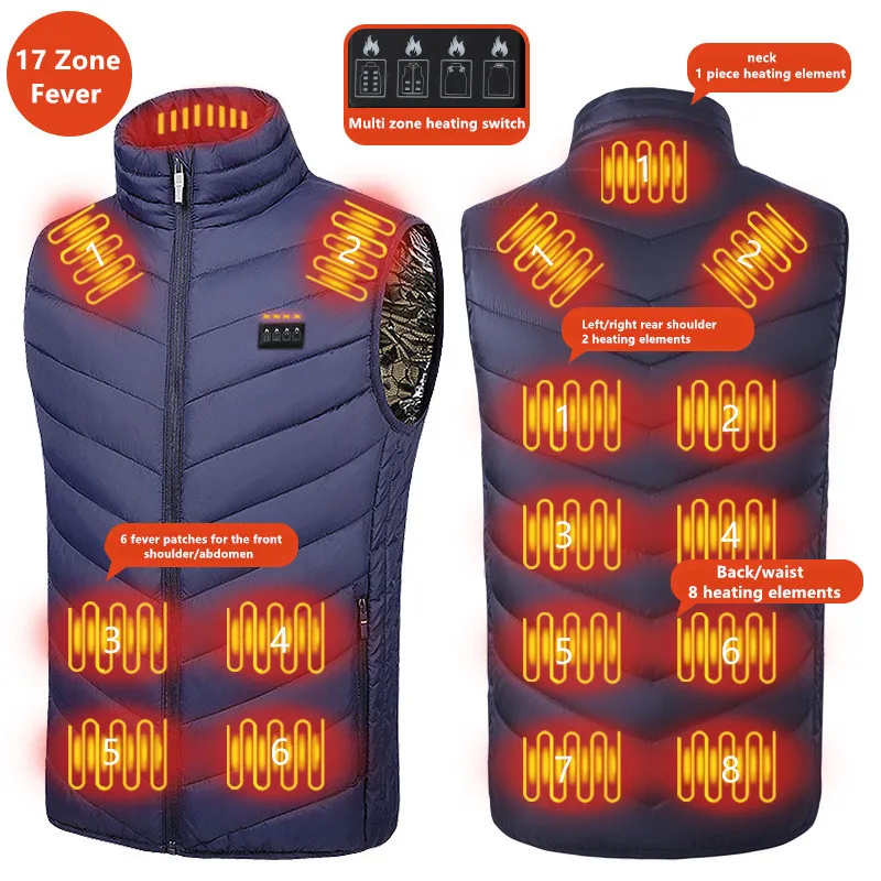 Neue Männer Casual Stehkragen Im Freien Warme Elektrische Weste Winter Usb Port Intelligente Heizung Ärmellose Mantel (Keine Power Bank) – Detail 5