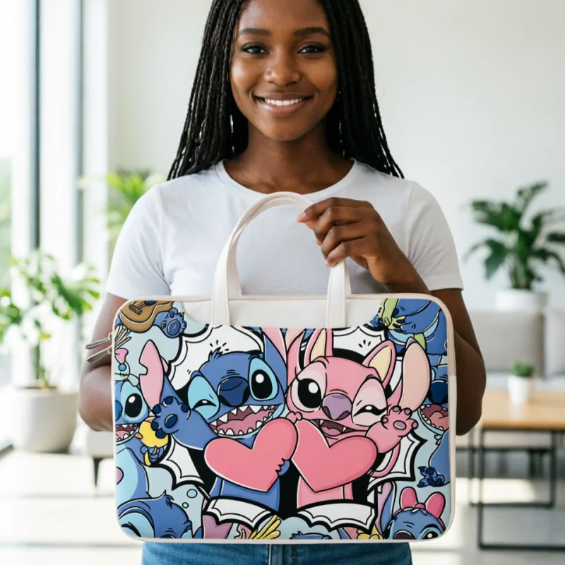 

New Cartoon Anime Stitch Laptop Bag Shoulder Handbag Storage Bag Suitable for Apple Lenovo 12 13.3 14 15 16 Inch Macbook Gift