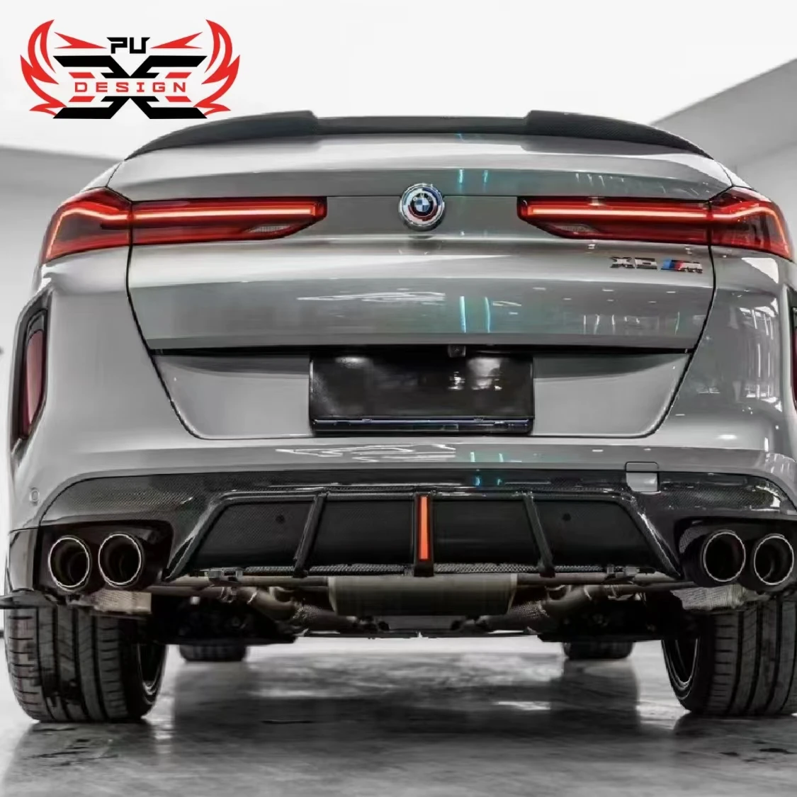 AE Style Rear Diffuser For BMW X6M F96 Rear Splitter Rear Bumper Carbon Fiber Car Body Kit