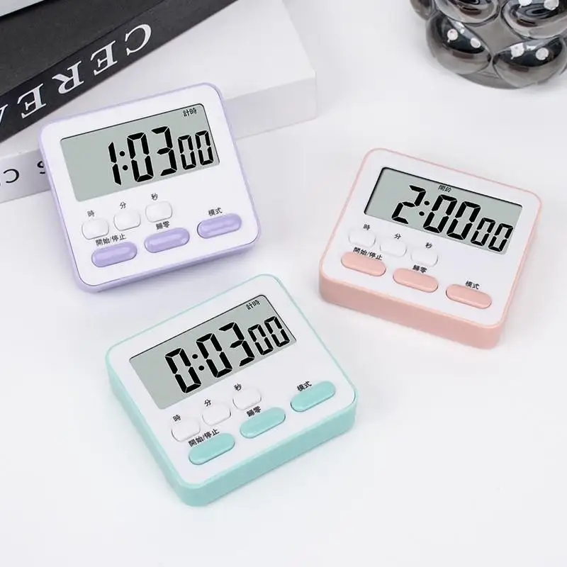 1Pcs Digital Display Kitchen Timer Cooking Alarm Clock Countdown Stopwatch Sleep Time Manager For Kids Students Home Use