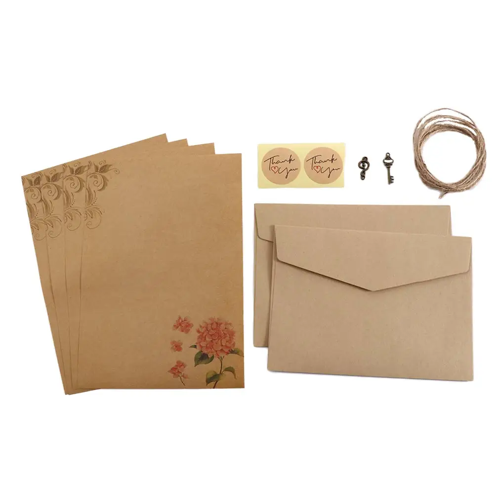

School Supplies Brown Valentine's Day Old Europe Style Kraft Paper Craft Paper Writing Paper Envelope Letter Pad Retro Vintage