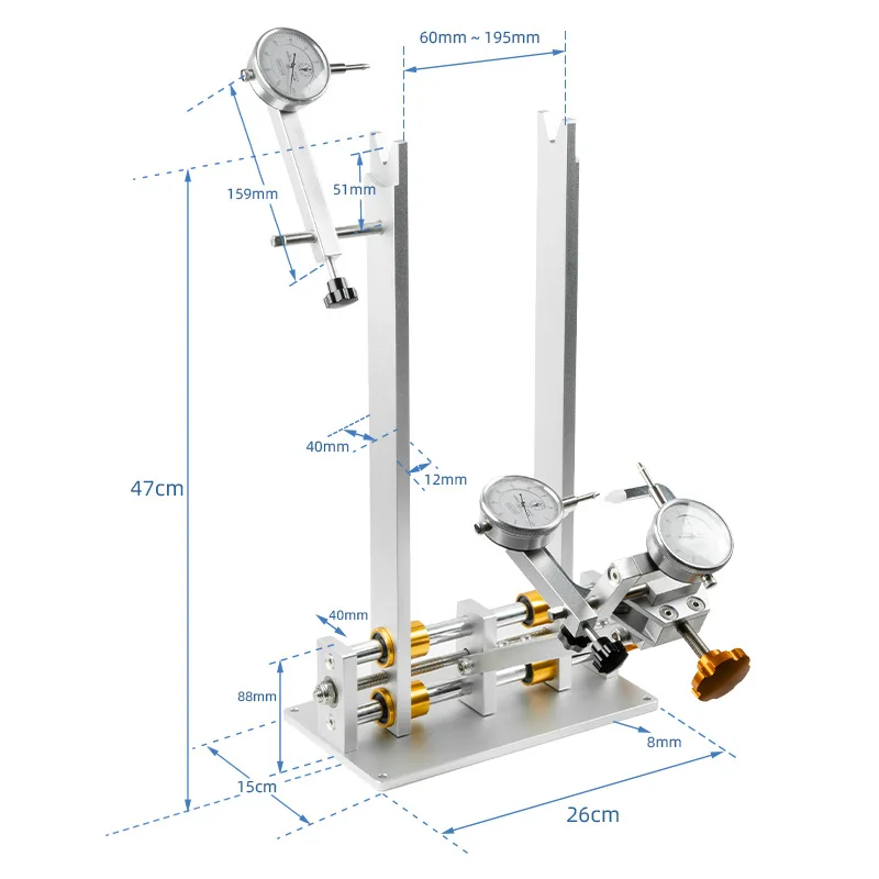 Bicycle Wheel Truing Stand Bike Wheel Alignment Repair Tool with Dial Gauge for Quick Release and Thru-Axle