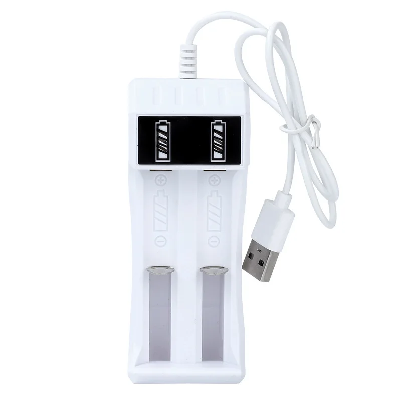 Cargador de batería 18650 Universal de 2 ranuras, batería de iones de litio, Cargador USB inteligente Led para baterías recargables AA AAA