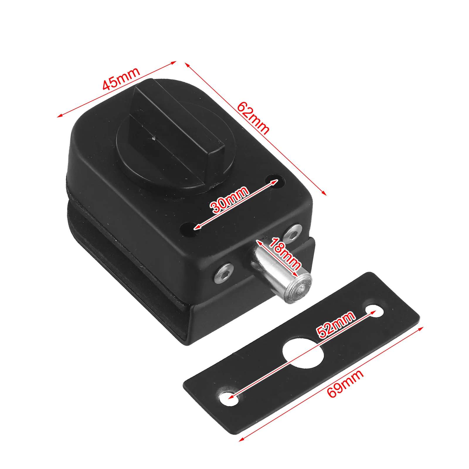 

Glass Door Lock Sliding Latch Stainless Steel No Drilling Installation Suitable for Frameless Doors 8 12mm Thick