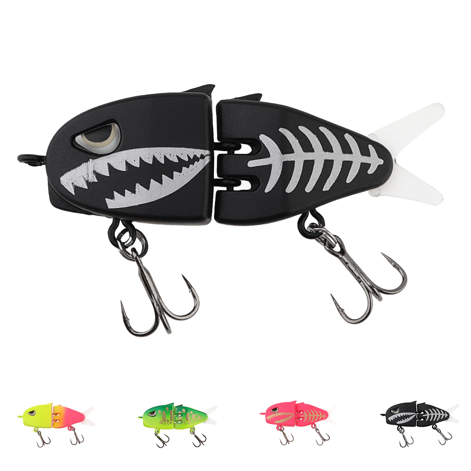Multi Section Slow Sinking Raptors Glide Bait for Trout / Bass / Mandarin Fish / Perch & Sunfish with Flexible Split Tail