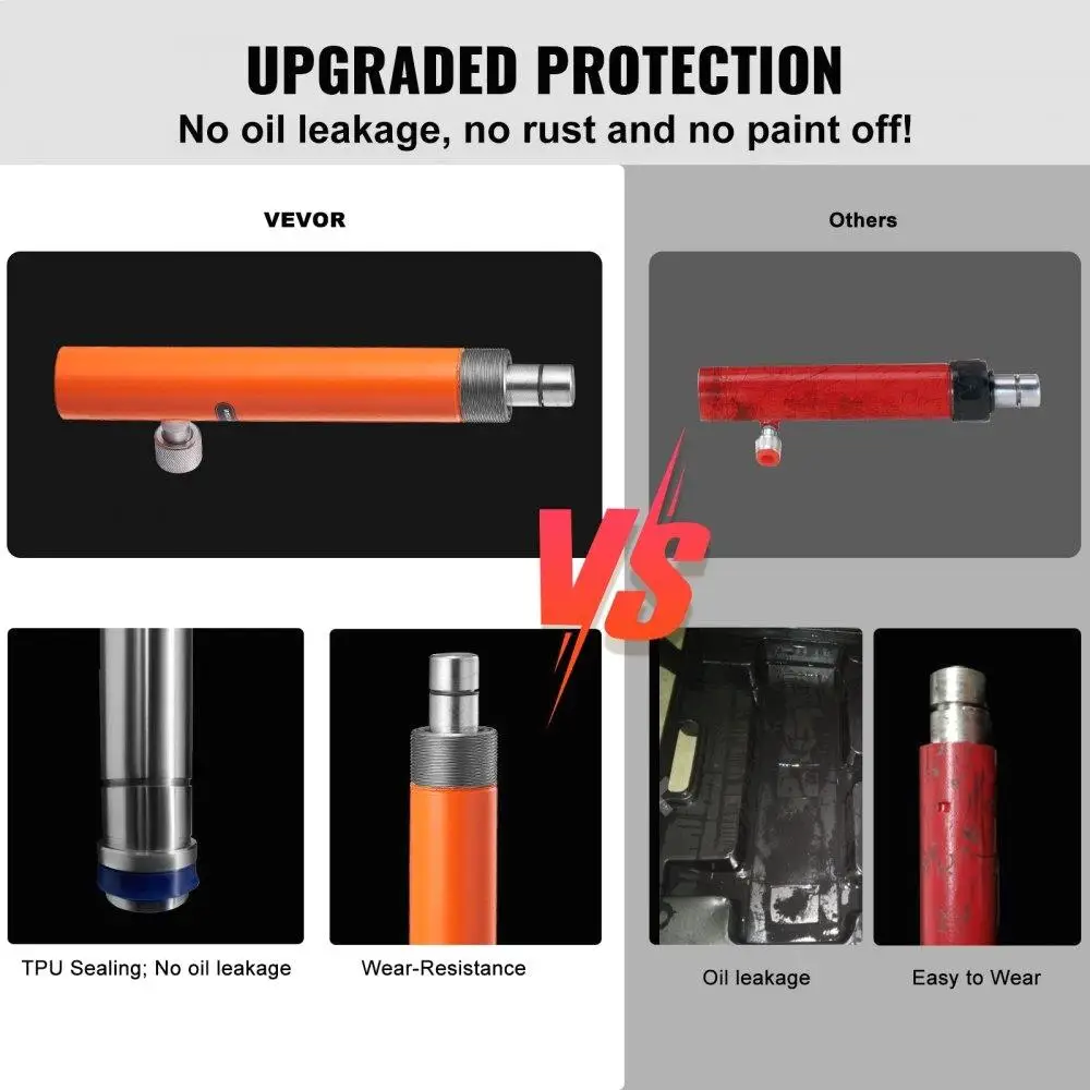 Tragbarer 12-Tonnen-Wagenheber mit hydraulischem Ram und 4,6 Fuß langem Ölschlauch-Aufbewahrungskoffer für Kraftfahrzeuge