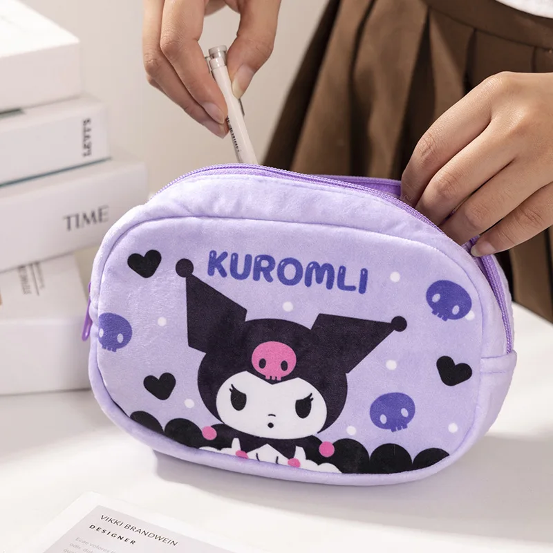 Kawaii Kuromi My Melody Cinnamoroll borsa portaoggetti per cancelleria per studenti di grande capacità Anime Sanrio borsa per cosmetici carina con