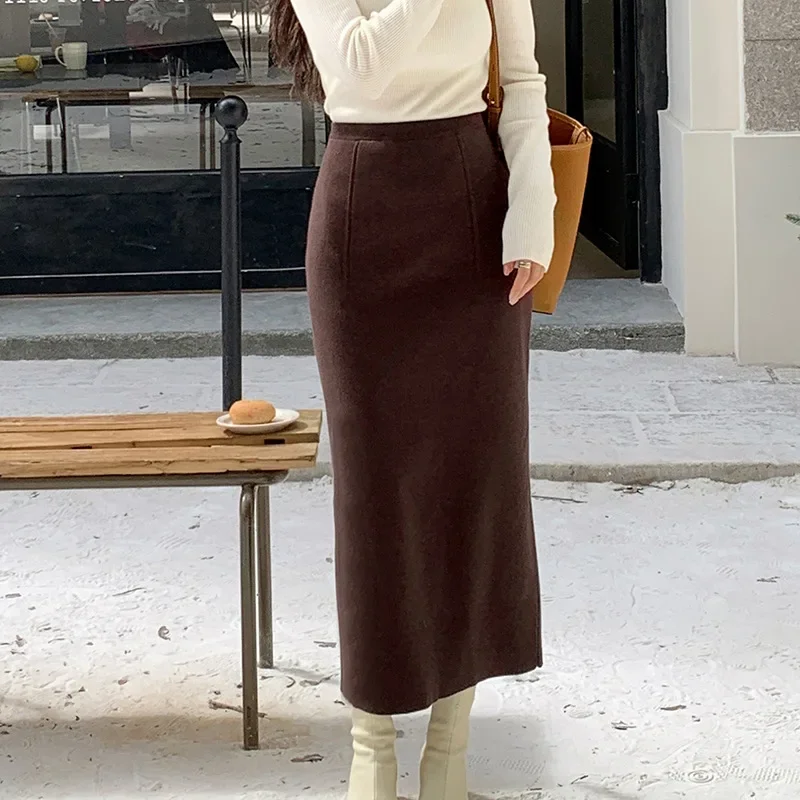 

Поп 2024, ранняя весна, теплая боковая утягивающая юбка трапециевидной формы средней длины с высокой талией, оптовая продажа, разглаживает ваш силуэт