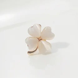Opal Green Four Leaf Clover Lapel Hijab Pin Small Lovely New Plant Cat Fish Wing Brooches Pin Badge Girls Dress Jewelry Gift