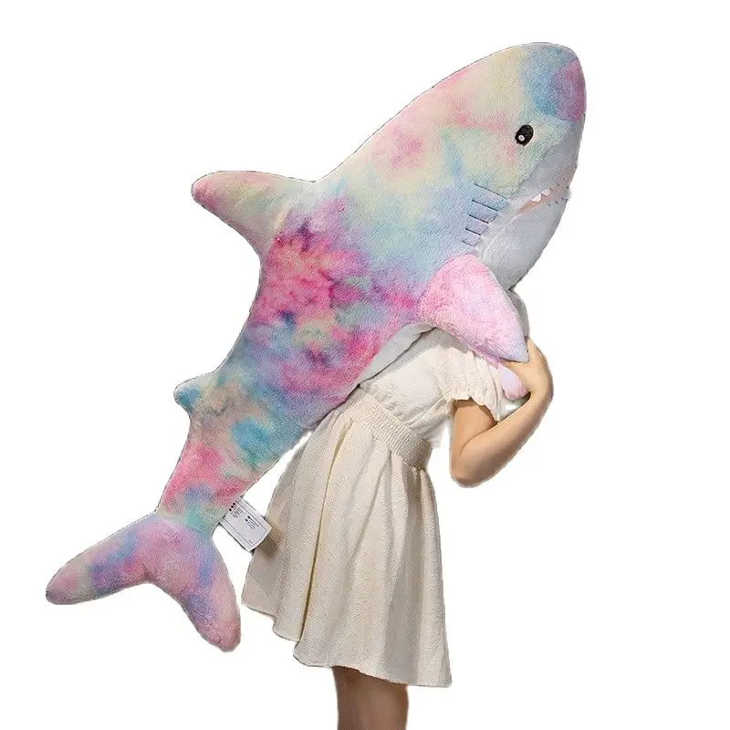 60-140cm New Giant Colorful Shark Plush Toys Stuffed Soft Sea Animal Sofa Room Cushion Sleeping Pillow Gifts For Childrend