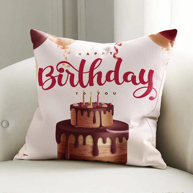 

Happy Birthday Chocolate Cake Pillow Cover, Drip Cake Print Cushion Case, Party Sofa Bedroom Decor Pillow