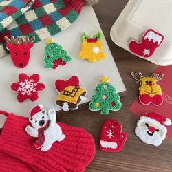 Polar Bear Christmas Hair Clip Snowman Stocking Plush Xmas Barrettes Gloves Bell Santa Claus Hairpin Hair Styling Accessory